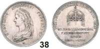 Österreich - Ungarn,Habsburg - Lothringen Franz Josef I. 1848 - 1916 Silber-Jeton 1867 A. Auf die Krönung der Kaiserin zur ungarischen Königin in Budapest. Kopf nach links. / Ungarische Krone über vier Textzeilen. 23,5 mm. 5,47 g. Frühwald III/3 b. Slg. Montenuovo 2715.