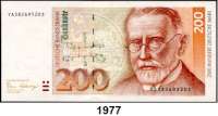 P A P I E R G E L D,BUNDESREPUBLIK DEUTSCHLAND  200 Deutsche Mark 2.1.1989.  YA...D.  Austauschnote.  Ros. BRD-39 b.