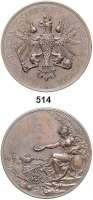 M E D A I L L E N,Landwirtschaft Sachsen, Bronzemedaille o.J. (W. ST. H. = W. Storek, Hamburg). Landwirtschaftskammer für die (preußiche) Provinz Sachsen. Preußischer Adler mit Krone, Zepter und Reichsapfel. 42,5 mm. 29,29 g. Im Originaletui mit Golddruck auf dem Deckel.