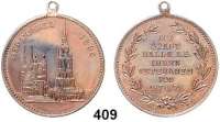 M E D A I L L E N,Städte Halle Bronzemedaille mit angeprägter Öse 1895 (unsigniert). Zur Sedanfeier, gewidmet von der Stadt Halle ihren Veteranen von 1870/1871. Der Rote Turm und die Moritzkirche in Halle. / 7 Textzeilen im Lorbeerkranz. 31 mm. 11,42 g.