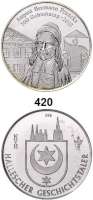 M E D A I L L E N,Städte Halle Silbermedaille 2013. Hallescher Geschichtstaler. 350. Geburtstag von August Hermann Francke. Brustbild. / Stadtwappen. Punze im Feld