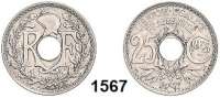 AUSLÄNDISCHE MÜNZEN,Frankreich 3. Republik 1870 - 1940 25 Centimes 1917.  Schön 195.  KM 867.