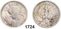 AUSLÄNDISCHE MÜNZEN,Polen Republik 1919 - 1939 2 Zlote 1924, Paris   Fischer OB 009.  Schön 12.  Y. 16.
