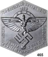 M E D A I L L E N,Luftfahrt - Raumfahrt Einseitige sechseckige Zinkplakette 1939. Nationalsozialistisches Fliegerkorps (NSFK) Gruppe 2 und 3. ITH-Segelflug-Wettbewerb. 84 x 71 mm. 83,1 g.