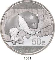 AUSLÄNDISCHE MÜNZEN,China Volksrepublik seit 1949 50 Yuan 2016 (Silber, 150g.). Panda auf einem Ast.  Im Originaletui mit Zertifikat und Umverpackung.