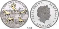 AUSLÄNDISCHE MÜNZEN,Australien Elisabeth II. 1952 - 2022 8 Dollars 2017 (Silber, 5 Unzen, Motivteile vergoldet).  