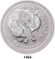 AUSLÄNDISCHE MÜNZEN,Australien Elisabeth II. 1952 - 2022 8 Dollars 2017 (Silber, 5 Unzen).  Luna Serie II - Jahr des Hahns.
