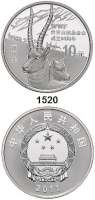 AUSLÄNDISCHE MÜNZEN,China Volksrepublik seit 1949 10 Yuan 2011 (Silberunze).  50 Jahre WWF - Tibetantilopen.  Schön 1809.  KM 1789.  Im Originaletui mit Zertifikat und Umverpackung.