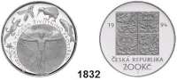 AUSLÄNDISCHE MÜNZEN,Tschechien Republik, seit 1993 200 Korun 1994.  Naturschutz  Schön 185.  KM 14.  Im Originaletui.
