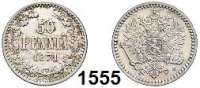 AUSLÄNDISCHE MÜNZEN,Finnland Alexander II. von Rußland 1855 - 1881 50 Penniä 1871.  Kahnt 5.  KM 2.1.