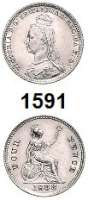 AUSLÄNDISCHE MÜNZEN,Großbritannien Viktoria 1837 - 1901 4 Pence 1888 (geprägt für Britisch Guiana).  Spink 3930.  Kahnt. 124.  KM 772.
