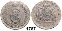 AUSLÄNDISCHE MÜNZEN,Russland Sibirien 2 Kopeken 1778.  11,19 g.  Cr. 4.