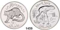 AUSLÄNDISCHE MÜNZEN,Afghanistan Republik 1973 - 1978 250 und 500 Afghanis 1978.  Schneeleopard und Nonnenkranich.  Schön 99 und  A 105.  KM 980 und 1017.  LOT. 2 Stück.