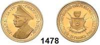 AUSLÄNDISCHE MÜNZEN,Burundi  25 Francs 1962 (7,2g fein).  Unabhängigkeit.  Schön 3.  KM 3.  Fb. 3.  GOLD.