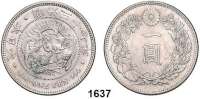 AUSLÄNDISCHE MÜNZEN,Japan Mutsuhito (Meiji) 1867 - 1912 1 Yen 1909.  Schön 6.  KM A 25.