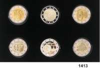 AUSLÄNDISCHE MÜNZEN,E U R O  -  P R Ä G U N G E N Luxemburg 2 Euro-PP-Satz 2009 bis 2012 (6x 2 €).  SATZ. 6 Stück.  Im Originaletui mit Zertifikat.