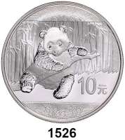 AUSLÄNDISCHE MÜNZEN,China Volksrepublik seit 1949 10 Yuan 2014 (Silberunze).  Panda mit Zweig.  In Kapsel.