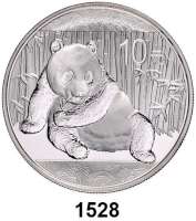 AUSLÄNDISCHE MÜNZEN,China Volksrepublik seit 1949 10 Yuan 2015 (Silberunze).  Panda vor Bambus.  In Kapsel.