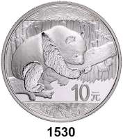 AUSLÄNDISCHE MÜNZEN,China Volksrepublik seit 1949 10 Yuan 2016.  Panda auf Ast vor Bambus.  In Kapsel.