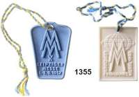 MEDAILLEN AUS PORZELLAN,Staatliche Porzellan-Manufaktur MEISSEN Leipzig 1957 braun und blaues Porzellan; 1963 weiß; 1964 braun; 1966 braun und weiß.  Leipziger Messe.  W. 3279(2), 4280, 4285, 4301(2).  LOT. 6 Stück.