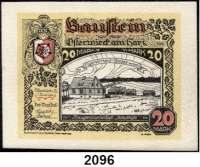 P A P I E R G E L D   -   N O T G E L D,Notgeld der besonderen Art Osterwiecker Ledergeld 20 Mark 1.5.1922.  Glaceleder, weiß.  Grab. 350 a.