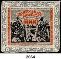 P A P I E R G E L D   -   N O T G E L D,Notgeld der besonderen Art Bielefelder Stoffgeld 5000 Mark 15.2.1923.  Jute.  Weisse Spitze.  Grab. 67 d.