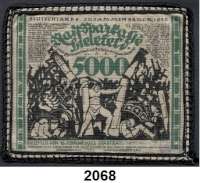 P A P I E R G E L D   -   N O T G E L D,Notgeld der besonderen Art Bielefelder Stoffgeld 5000 Mark 15.2.1923.  Jute.  Schwarze Spitze.  Grab. 68 d.
