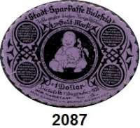 P A P I E R G E L D   -   N O T G E L D,Notgeld der besonderen Art Bielefelder Stoffgeld 4,20 Goldmark = 1 Dollar 25.11.1923-15.1.1924.  Samt, lila.  Mit Versandpappe.  Grab. 109.