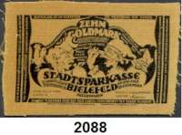 P A P I E R G E L D   -   N O T G E L D,Notgeld der besonderen Art Bielefelder Stoffgeld 10 Goldmark 15.12.2023.  Samt, gelb.  Grab. 112 a.