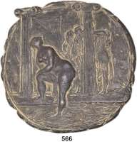 M E D A I L L E N,Erotika Einseitige Bronzegußplakette 1973 (Fritz Nuss). Susanna im Bade. 109 mm. 316 g.