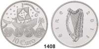 AUSLÄNDISCHE MÜNZEN,E U R O  -  P R Ä G U N G E N Irland 10 Euro 2011.  Europäische Forschungsreisende - Brendan der Seefahrer.  KM 67.  Schön 65.  Im Originaletui mit Zertifikat.