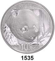 AUSLÄNDISCHE MÜNZEN,China Volksrepublik seit 1949 10 Yuan 2018 (Silber, 30 g.).  Großer Pandakopf.  In Kapsel.
