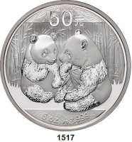 AUSLÄNDISCHE MÜNZEN,China Volksrepublik seit 1949 50 Yuan 2009 (Silber, 5 Unzen).  Zwei Pandas mit Bambus.  Schön 1717.  KM 1867.  Im Originaletui mit Zertifikat und Umverpackung.