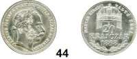 Österreich - Ungarn,Habsburg - Lothringen Franz Josef I. 1848 - 1916 10 Krajczár 1868 KB off. Neuprägung und 20 Krajczár 1868 KB off. Neuprägung. Zu Frühwald 1813 und 1801. Kahnt 27, 28. KM 443, 446. LOT. 2 Stück.