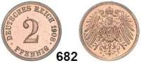 R E I C H S M Ü N Z E N,Kleinmünzen 2 Pfennig 1908 A. Jaeger 11.