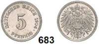 R E I C H S M Ü N Z E N,Kleinmünzen 5 Pfennig 1904 D. Jaeger 12.