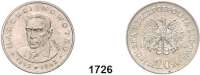 AUSLÄNDISCHE MÜNZEN,Polen Volksrepublik 1952 - 1989 20 Zlotych-Proba 1974 (Kupfer-Nickel, nicht magnetisch).  Marceli Nowotko.  Fischer P 140.  KM Pr 227.  Auflage 20 Exemplare (?).