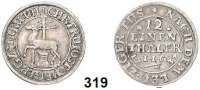 Deutsche Münzen und Medaillen,Stolberg - Roßla und Stolberg - Stolberg Christoph Friedrich und Jost Christian 1704 - 1738 1/12 Taler 1737 IIG.  3,52 g.  Friederich 1777 ff.  Schön 33.