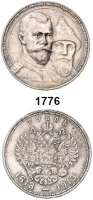AUSLÄNDISCHE MÜNZEN,Russland Nikolaus II. 1894 - 1917 Rubel 1913, St. Petersburg.  300 Jahre Romanow.  Bitkin 336.  Schön 22.  Y. 70.
