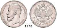AUSLÄNDISCHE MÜNZEN,Russland Nikolaus II. 1894 - 1917 Rubel 1901 (Zaleman).  Bitkin 53.  Schön 13.  Y. 59.3.