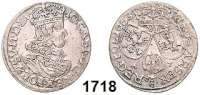 AUSLÄNDISCHE MÜNZEN,Polen Johann Kasimir 1648 - 1668 6 Gröscher 1663 A-T, Posen.  3,29 g.  Gum. 1707.