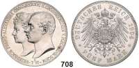 R E I C H S M Ü N Z E N,Mecklenburg - Schwerin Friedrich Franz IV. 1897 - 1918 5 Mark 1904. Jaeger 87. Hochzeit.