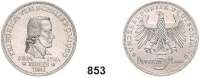 B U N D E S R E P U B L I K,  5 Mark 1955 F.  Jaeger 389.  Friedrich von Schiller.