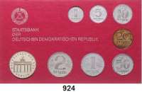 Deutsche Demokratische Republik,K U R S S Ä T Z E Kurssatz 1986. 1 Pfennig bis 5 Mark Brandenburger Tor.