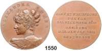 AUSLÄNDISCHE MÜNZEN,Dänemark Christian IX. 1863 - 1906 Bronzemedaille 1901 (Sophus Lindahl).  Alexandra Romer Medaille.  Brustbild nach links gewandt. /  6 Textzeilen.  39 mm.  20,82 g.
