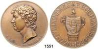 AUSLÄNDISCHE MÜNZEN,Dänemark Christian X. 1912 - 1947 Bronzemedaille 1920.  150 Jahrfeier des Verlagshauses Gyldendal.  Kopf des Gründers Soren Gyldendal nach links.  50 mm.  71,86 g.