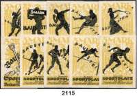 P A P I E R G E L D   -   N O T G E L D,Brandenburg Berlin Berliner-Sport-Club.  5 Mark o. D.  Bausteine zu einem Sportplatz.  Serie A bis K.  G/M 82.1.  LOT. 10 Scheine. Kompletter Satz, Nr.7705.