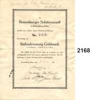 P A P I E R G E L D,Dokumente  Boizenburger Schützenzunft zu Boizenburg (Elbe).  Schuldanerkenntnis Nr. 144 über 25 Goldmark zu 5% Zins vom 15.4.1925.
