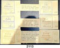 P A P I E R G E L D   -   N O T G E L D,Baden Wolfach-Haslach. 5, 10(3) und 50(2) Milliarden Mark 27.10.1923.  Diverse Besonderheiten, z.B. Fehldruck 27.10.1823..  Siehe Foto.  Keller 5696.  LOT. 6 Scheine.
