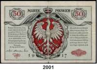 P A P I E R G E L D,B E S A T Z U N G S A U S G A B E N     I. W E L T K R I E G Generalgouvernement Warschau 50 Marek 1917.  Ros. EWK-21.